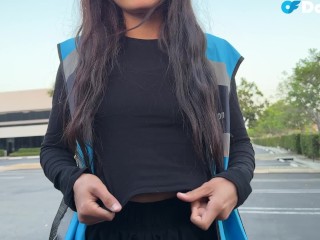 Horny Customer Pays Delivery Guy for Quick Car Sex