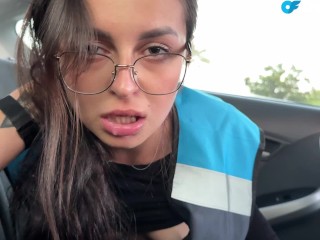 Horny Customer Pays Delivery Guy for Quick Car Sex