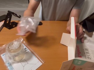 【ボテ腹】搾乳器を買ったから、私の乳首と彼の乳首を使って練習したよ✨