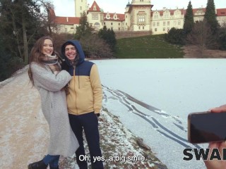 SWAP4K. A Sunday walk ended up as having a hot girl with in our bed, it was her first threesome