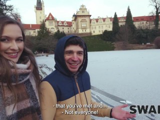 SWAP4K. A Sunday walk ended up as having a hot girl with in our bed, it was her first threesome