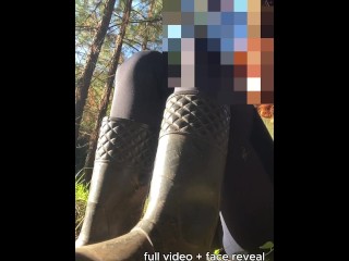 Redhead Lays Against A Tree, Strips Her Pants And Fingers Her Pussy Up Close Just For You