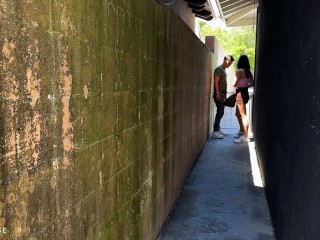 Busty college slut gets fucked in public alleyway