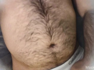 Hairy man in tighty whities reveals his fat cock