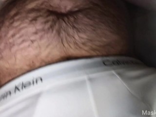Hairy man in tighty whities reveals his fat cock