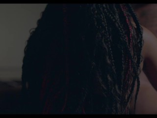 Ebony Dominatrix Sucks Cum from Dick wearing a LEATHER SUIT