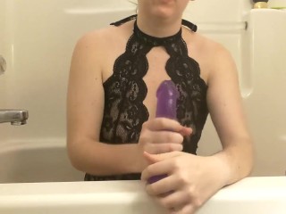 Having some fun in the bathtub while my roommate is at work.