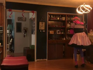 Sweater sissy cleans floor (sissy maid)