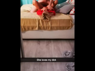 Cheating girlfriend sends snapchat to her boyfriend while she gets fucked