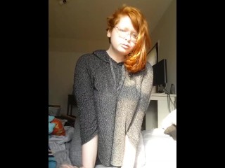 Chubby Redhead Nerd Gives you a Strip Tease + Fuck and Blowjob