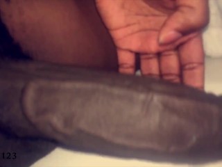 stroking my thick black cock before giving deep bed strokes