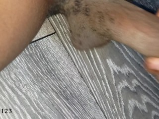 Edging my big black cock until i explode all over the floor, loud grunts