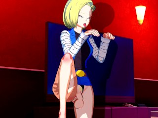 DBZ - Android 18 Footjob and Standing Creampie (3D Hentai)