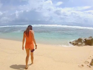 Panties OFF & Butt Plug IN on Public Tropical Beach # Enjoy the VIEWS :)