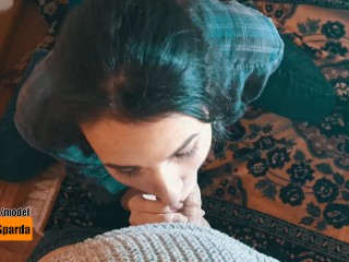 She could not help laughing / blowjob from girlfriend / 4k Blowjob