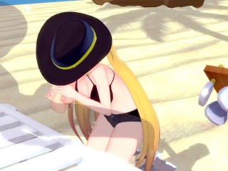 Hornet at the Beach - Azur Lane - 3D Hentai / Koikatsu