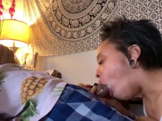Mixed teen BabySmurff sucking soul out and keep going OMG bliss 