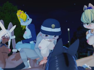 (3D hentai)(Furry) Rabbit gangbang