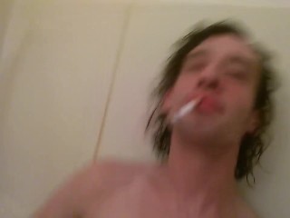Playing w/Myself & Cigarette Smoking While Shaving On The Shower