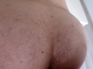 Petite Russian MILF with small tits plays with my doggy style hairy ass