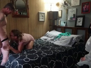friend watches her get fucked hard doggie style while on the phone with her boyfriend 