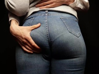 sexy girl with a big ass in tight jeans