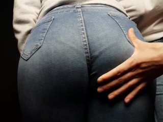 sexy girl with a big ass in tight jeans