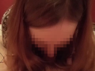 Busty milf gives intense blowjob and gets cum in her hair as a reward