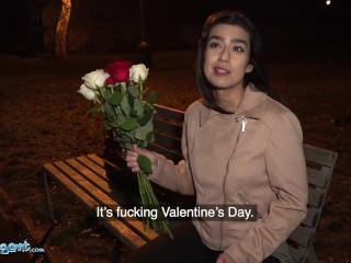 Public Agent Aaeysha gets fucked on Valentines Day in a hotel room