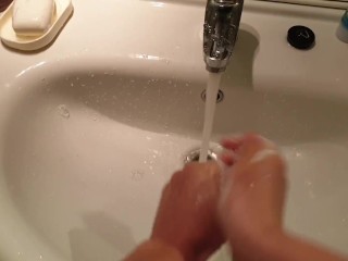 Wash your hands . SCRUBHUB