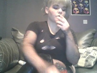 Just looking sexy, listening to metal and blowing clouds