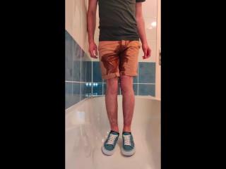 PISSING MY SHORTS AND BLUE VANS BEFORE TAKING A SHOWER