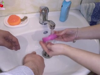 Couple Washing Hands and Sex Toy Before Sex #SCRUBHUB