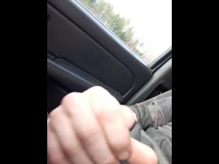 Huge 65 mph climax orgasm in busy traffic, Loud cussing moaning cumshot