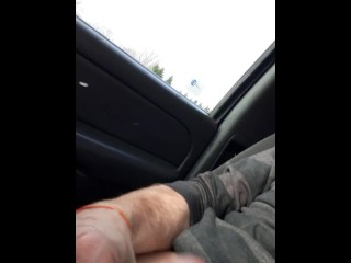 Huge 65 mph climax orgasm in busy traffic, Loud cussing moaning cumshot