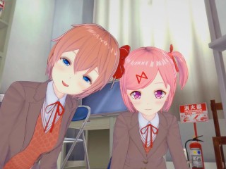 Doki Doki Literature Club! Hentai 3D (Threesome) - Sayori and Natsuki