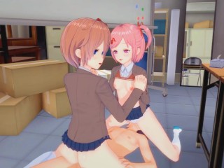 Doki Doki Literature Club! Hentai 3D (Threesome) - Sayori and Natsuki