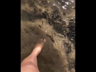 I get my cute little feet filthy in a dirty creek