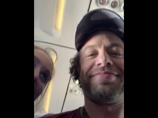 Pretty teen sucks a big cock on a public plane in front of everybody