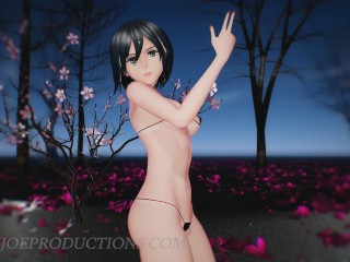 SFW MMD 4k UHD Forest Green Bikini Mikasa Ackerman - Baam - 1074