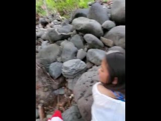 Asian American fucked in public forest 