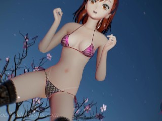 MMD R18 4k bikini and stockings Misaka - Lean On 1021