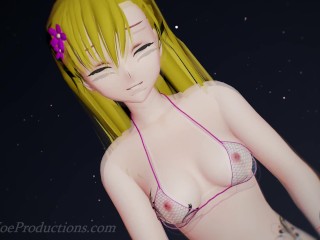 MMD R18 4k Blonde Misaka Aylin with a pink bikini - Dub Zap - 1037