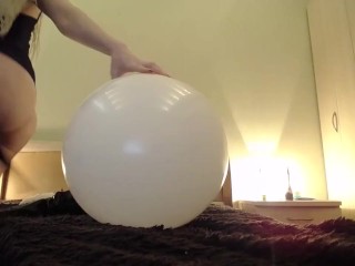 White big ballon blow then pop with ASS