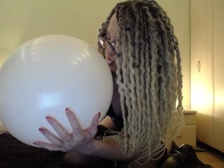 White big ballon blow then pop with ASS