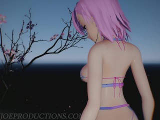 MMD SFW 4k Sexy Pink Misaka Bondage Bikini - Crab Rave - 1078