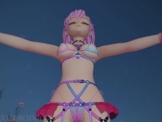 MMD SFW 4k Sexy Pink Misaka Bondage Bikini - Crab Rave - 1078