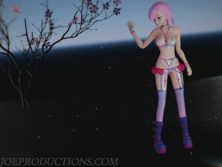 MMD SFW 4k Sexy Pink Misaka Bondage Bikini - Crab Rave - 1078
