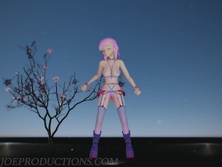 MMD SFW 4k Sexy Pink Misaka Bondage Bikini - Crab Rave - 1078