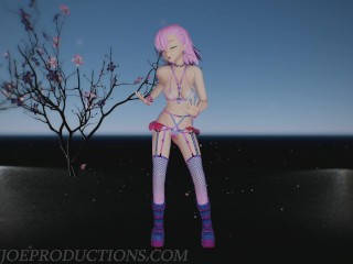 MMD SFW 4k Sexy Pink Misaka Bondage Bikini - Crab Rave - 1078